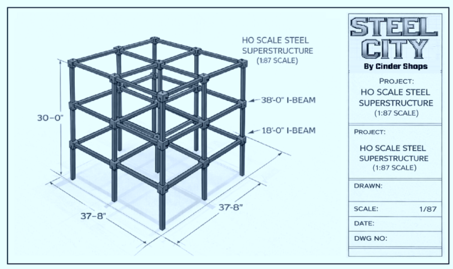 HO Scale Steel I-Beam Superstructure Building System