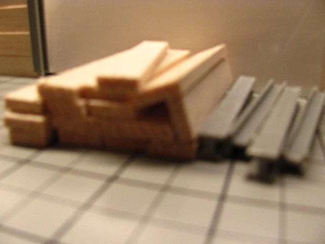 O Scale 1:48 Solder Pile Retaining Wall with Real Wood -