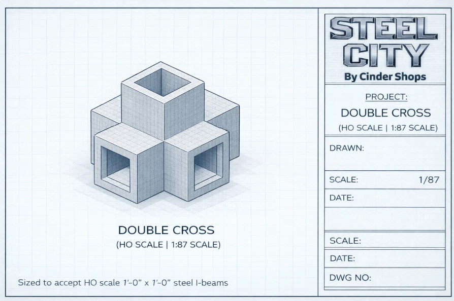 HO Scale Steel I-Beam Double-Cross Connectors (5 pcs) – Steel City
