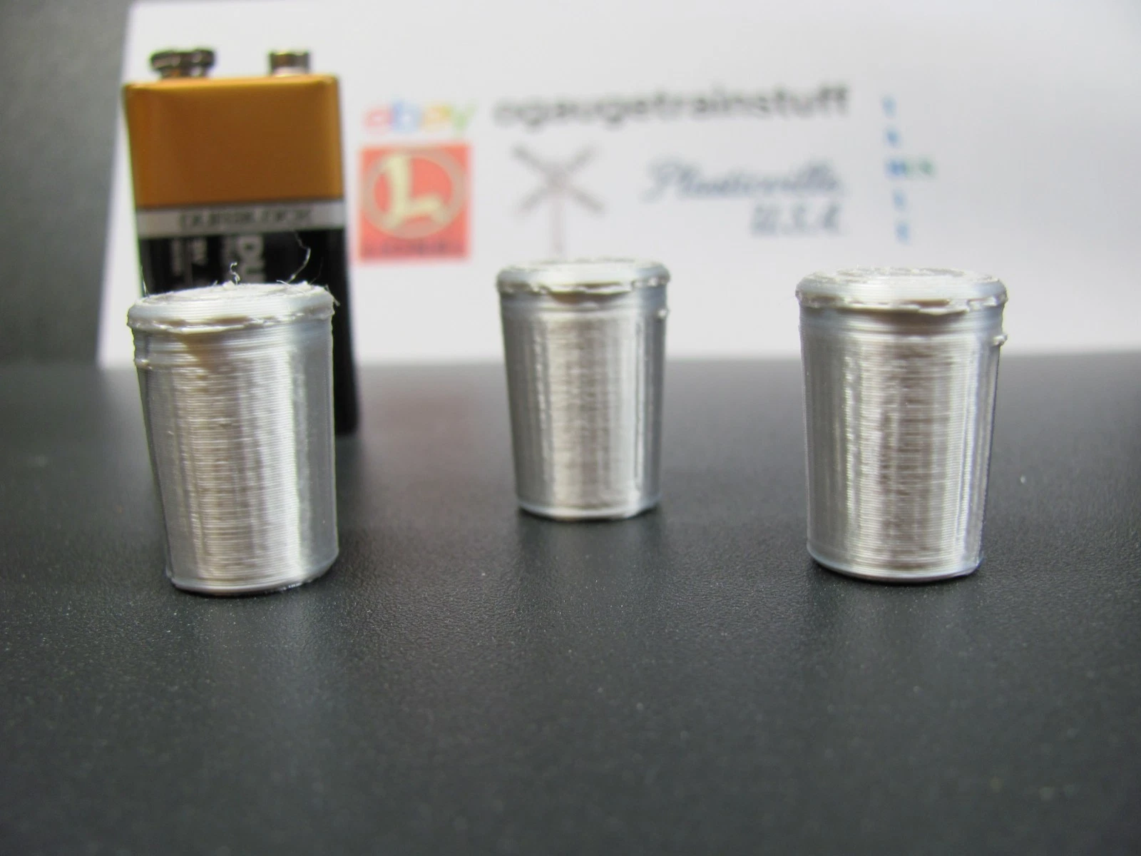 O Scale 1:48 (3) Metal Trash (Garbage) Cans Made in USA