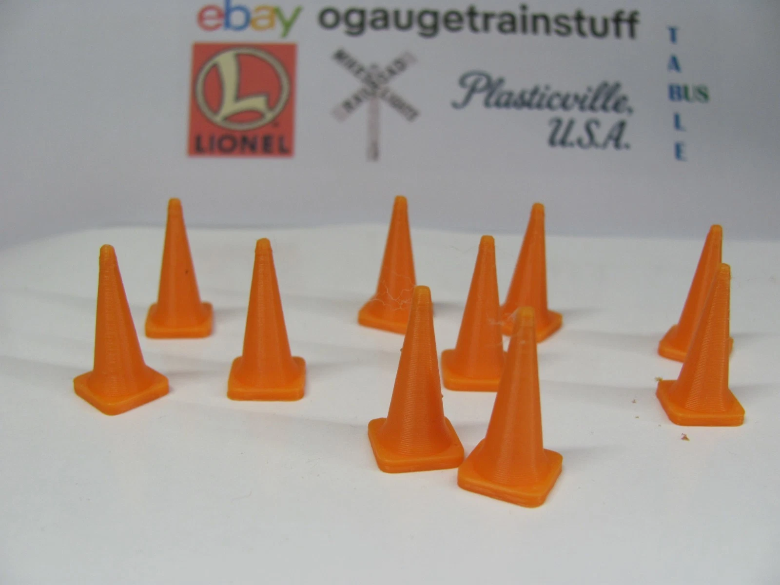 O Scale 1:48 (10) Orange Traffic Control Cones Made in USA