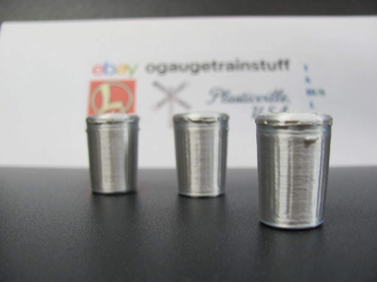 O Scale 1:48 (3) Metal Trash (Garbage) Cans Made in USA